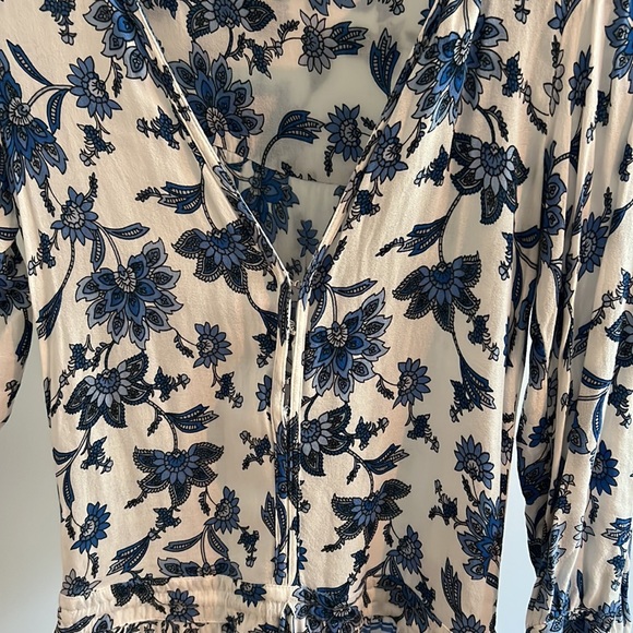 Lulus personal flair ivory and blue floral print romper - Picture 7 of 10